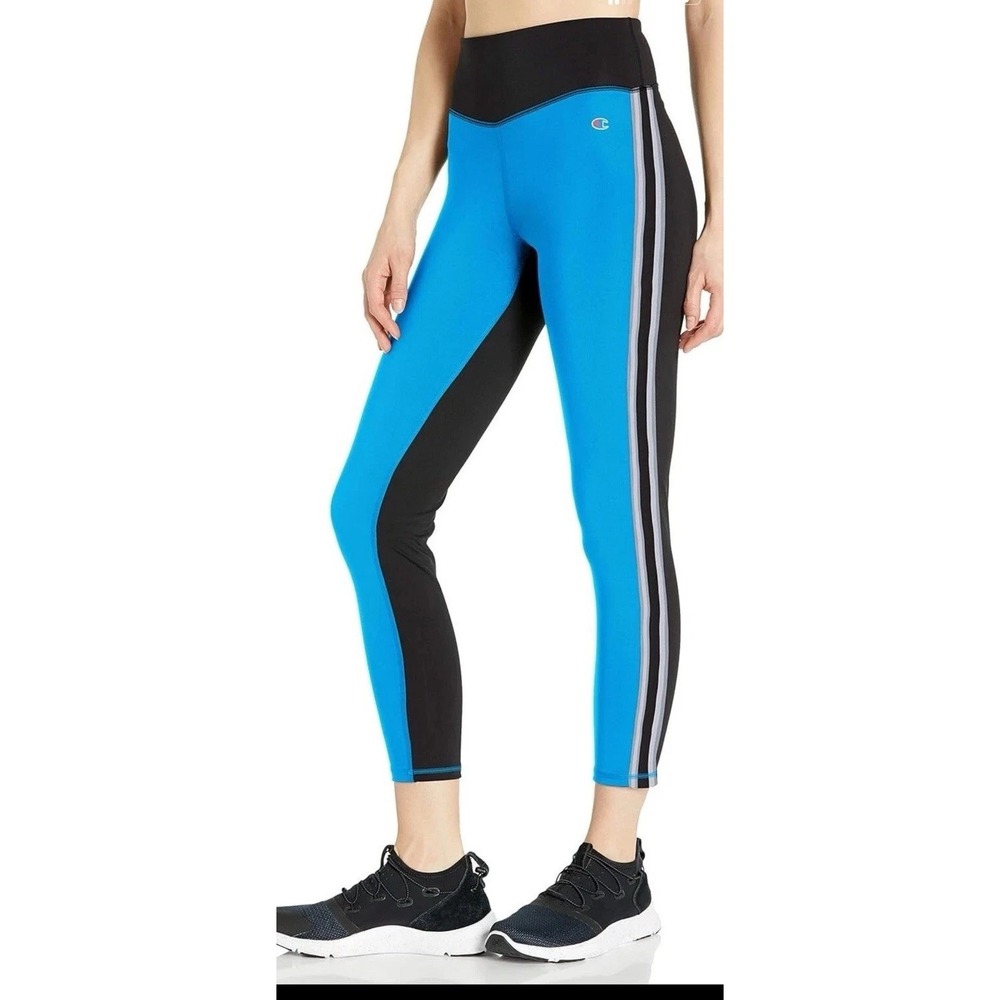 Champion Women's Sport High Rise Tight Athletic‎ Pants Blue Black Size M New